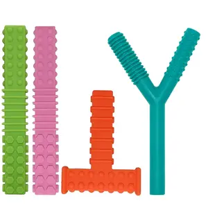 Sensory Chew Toys  Autistic Children, 4 Pack Silicone Chew Tube Teething Sticks Toys  Autism, ADHD, SPD, Chewies with Special Needs, Oral Motor Chewy Tool  Sensory Kids Chewer