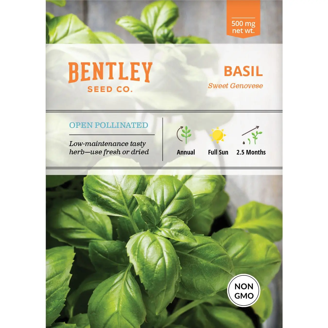 Sweet Genovese Basil Seed Packets - Annual Edible Herb Seeds, Easy to Grow Indoor, Use Fresh or Dried for Homemade Pesto & Everyday Fresh Flavor