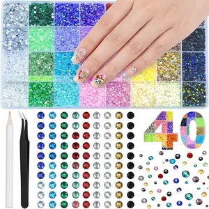 40 Color Resin Jelly Rhinestonesfor Crafting Bedazzling, 3mm Multicolor Resin Flatback Gems forDiamond Art, Clothing ClothesTumblers Shoes Nails, Flat Back Mixed ColorBulk Bedazzler Kit Jewels with Gifted Tools and tweezers Shimmer Colorful