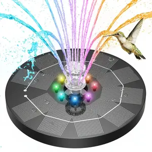 Solar Fountain, DIY Solar Fountain with Light, Pool Fountain with 7 Nozzles, Solar Powered Water Fountain Pump for Garden, Ponds, Pool