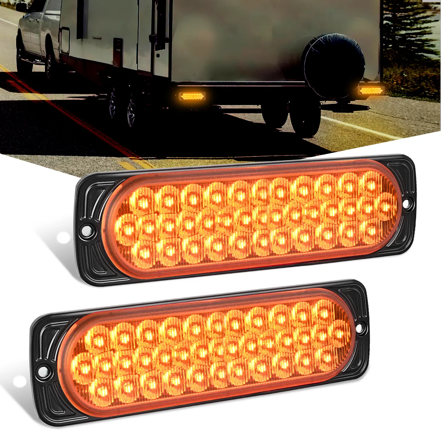 Nilight 7.5in Aluminum Housing LED Tail Lights - 2 PCS, 36 LEDs Total, High Brightness Amber Signal, Accelerated Heat Dissipation, Bolts Included, 10-30V DC for Boat, Automotive Use