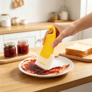 Silicone Pot Scraper for Cleaning, 2-in-1 Flexible Pan Scraper & Jar Spatula Kitchen Tool, Heat-Resistant 600°F One-Piece Seamless Non-Scratch Dish Washing Scraper, BPA-Free Food-Grade Silicone Cleaner for Nonstick Cast Iron Pans Baby Bottles Baking