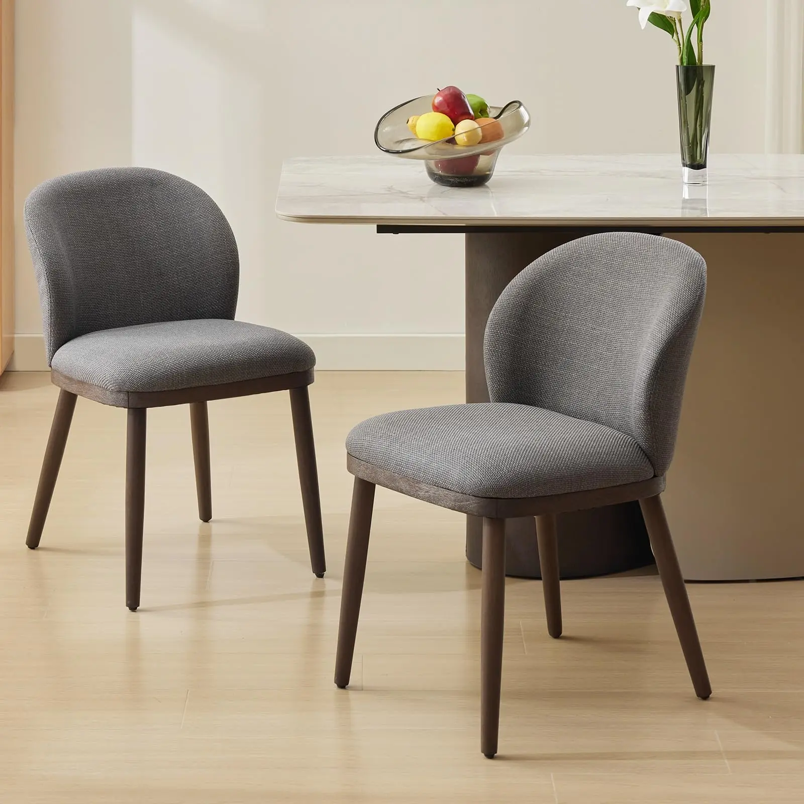 Garvee Set of 2 Modern Dining Chairs Upholstered with Ergonomic Back Support, Wooden Legs, and 270 lbs Capacity - Ideal for Kitchen, Dining Room, or Restaurant Use