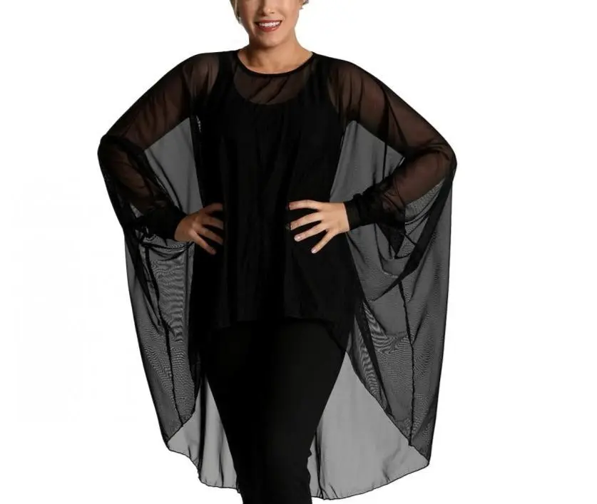 InstantFigure Instawrap Shahl Sheer Mesh Coverup Top 33COCT - Versatile Women's Wrap - Multi-Functional Cardi-Top And Cardigan, Wrinkle-Resistant Design, Sexy Cut-Out Shoulders, Made In USA