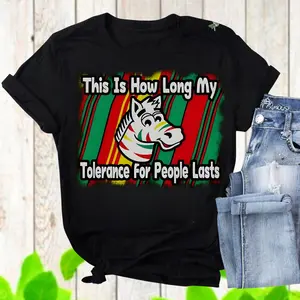 This Is How Long My Tolerance For People Last T-shirt – Funny Zebra Attitude Shirt, Fruit Stripe Gum Shirt, Compassion Tolerance Quote Shirt, Sarcastic Humor Shirt, Unisex Casual Top