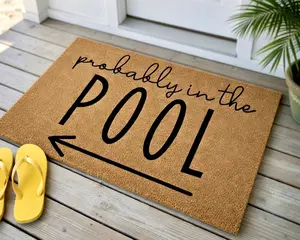 Probably in the Pool Doormat, Summer Doormat, Pool House, Welcome Mat, Custom Doormat, Front Doormat, Pool Arrow, Pool Decor for Outside
