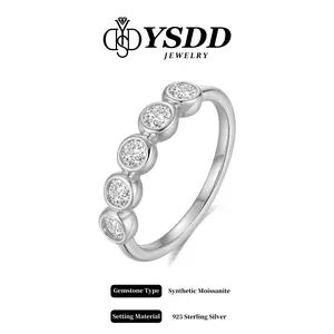 【1.15】Classic Bezel Ring Band 0.6CT vvs Synthetic Moissanite Rings in 925 Sterling Silver