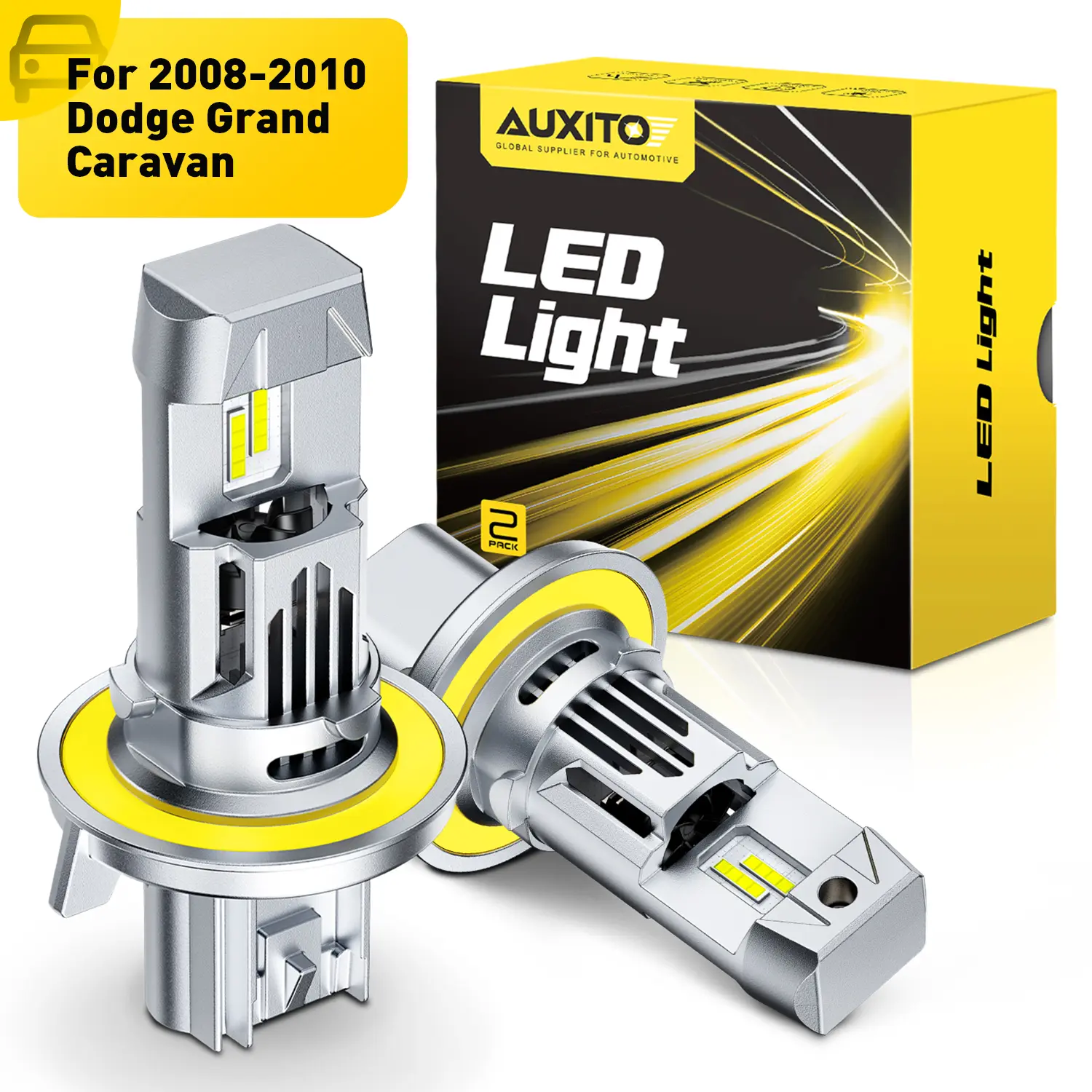For 2008-2010 Dodge Grand Caravan LED Headlight Bulbs-H13/9008 High/Low Beam LED Bulbs, 48000LM 6500K Cool White 800% Brighter,60,000Hrs Long Service Life with 20000RPM Cooling Fans,CANBUS Ready,No Flickering,Pack of 2