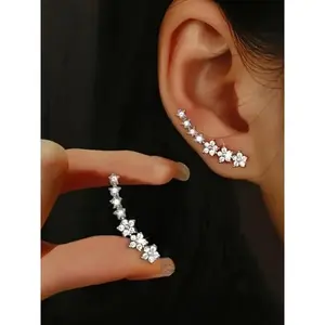 Versatile Jewelry for All SeasonsWomen's Flower Earrings, Sparkling Crystal Rhinestones, Minimalist Hypoallergenic Studs,
