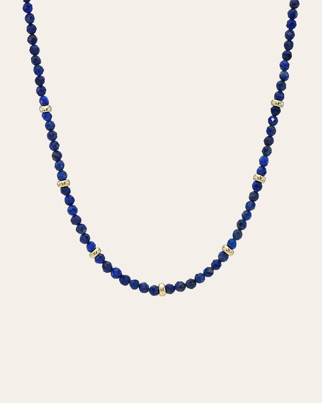 14K Gold Blue Lapis Segment Beaded Necklace