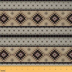 Feelyou Boho Western Brown Aztec Waterproof Bohemian Fabric - Geometric Design, Easy Cleaning, Multi-Size Ethnic Upholstery Textile for Chairs, DIY-Friendly Indoor/Outdoor Sewing Supply
