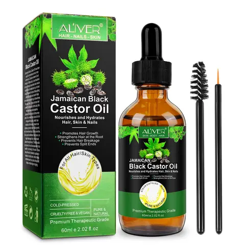 ALIVER Jamaican Black Castor Oil (60ml) - Daily Multi-Use Plant-Based Product for Female Adults, Haircare & Nourishing Scalp Treatment, Lash & Brow Care
