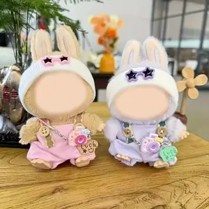 Clothes Suitable for Labubu First and Second Generation Dolls with Starry Eye Suspender Pants + Hat Set + Doll Accessories, Changeable Cute Gift Box, Durable Holiday Atmosphere