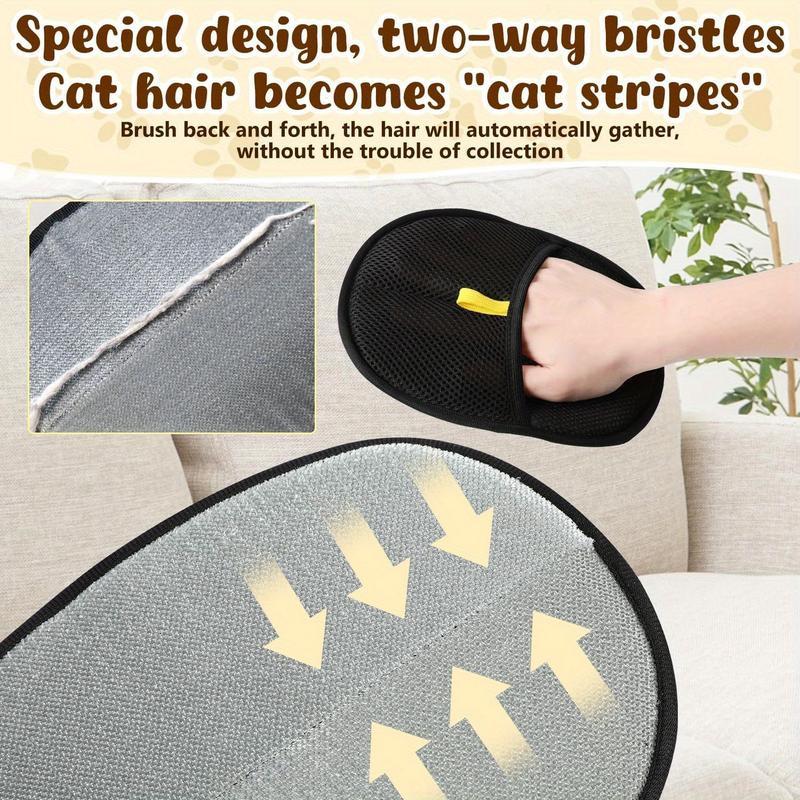 Double-Sided Electrostatic Pet Hair Remover Glove, Ideal for Pet Grooming, Removes Hair from Furniture, Carpet, Pet Bed, and Cat Tree, Reusable Tool