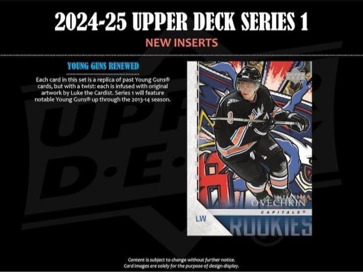 2024-2025 Upper Deck Series One Hockey NHL Trading Card Blaster Box (1 Young Guns Rookie Card and 1 Blaster Exclusive Green Dazzler Card! Per Box)