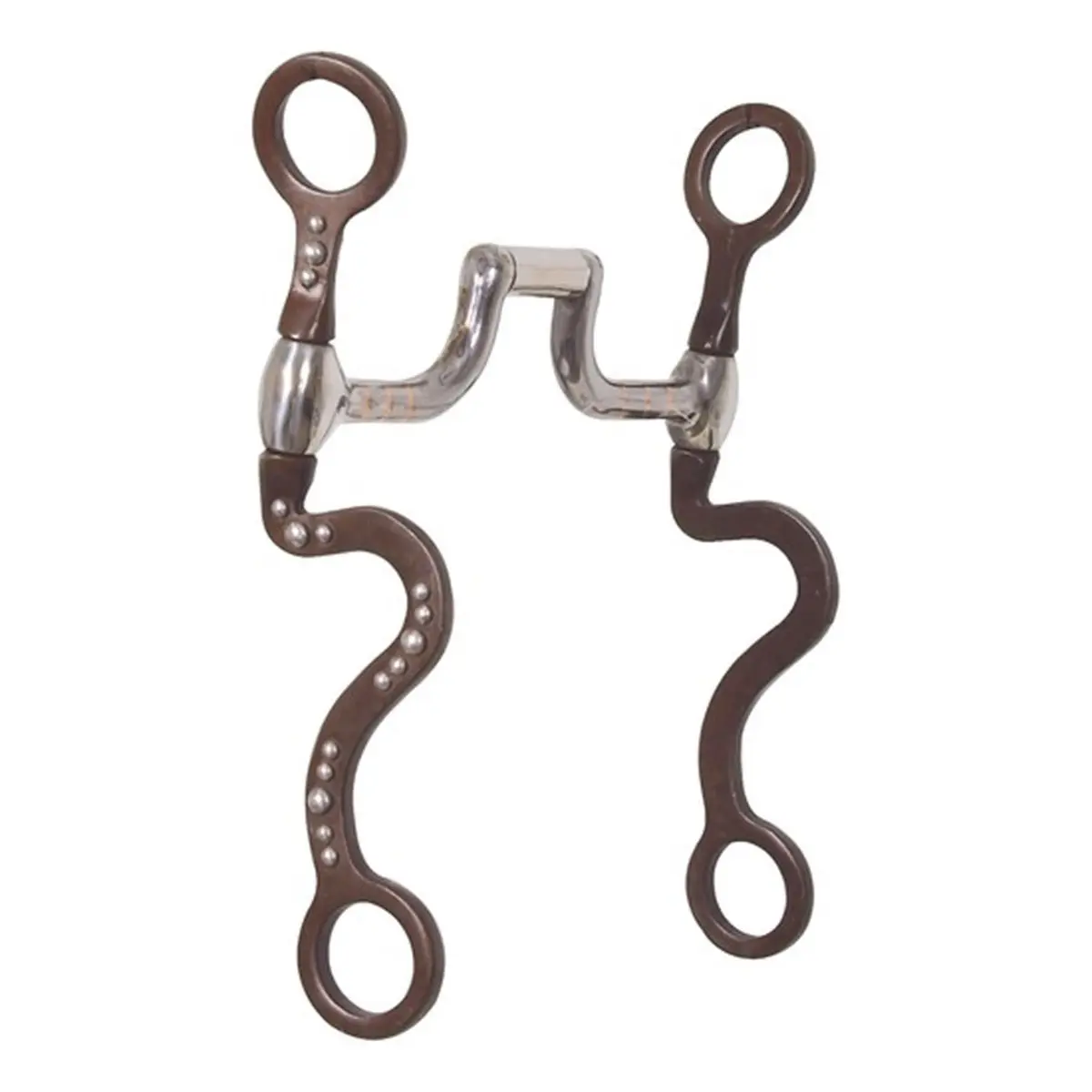 Schneiders Pro Correction Horse Bit - Equestrian Supplies for Fine Tuning Exercises, 5" Mouth, Hinged Even-Pressure Roller, Individual Sides, Palatal Pressure, Silver Dot Detail, Copper Inlay, Antique Bronze Swivel Cheeks, 7 3/4" Cheek Span