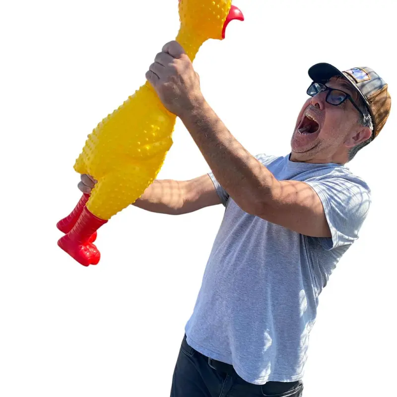 🐔 GIANT 27" Rubber Chicken – Biggest & Loudest Squeaky Toy – Hilarious Gag Gift