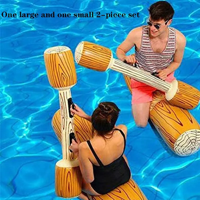 2-Pack Vintage Wood Grain Inflatable Pool Jousting Set, Poolside Activities, Water Collision Games, Water Play, Floatable Interactive Water Toy for Adults, Wood Pattern