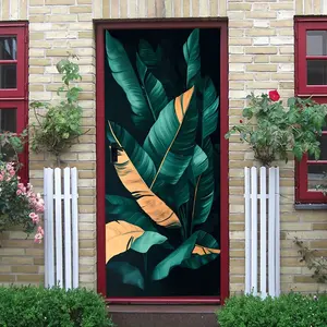 2pcs Tropical Green Plant Wall Stickers Banana Leaf Bedroom Living Room Decor Stickers Self Adhesive Removable Large Plant Murals Ins Style Home Wall Decoration Modern Simple Nordic Style Door Stickers