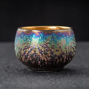 Colorful gilt master cup pure gold single cup large kiln-made tea cup tea bowl tea cup kung fu tea cup gift