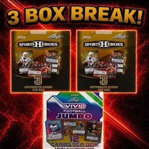 3 Box Serial Number Break - 1X 2025 Vivid Football Jumbo Box, 2X 2026 Leaf Sports Heroes Hobby Box