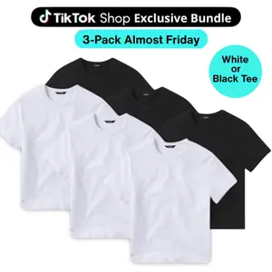 Cuts | Almost Friday Tee Women's Short Sleeve T-Shirt 3-Pack | Classic Fit Crew Neck | Wrinkle Free Soft Stretch Everyday Tee - White or Black