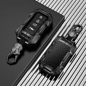 Zinc Alloy 4 Buttons Key Fob Cover for Kia Niro Forte Optima Sorento Rio Soul Sportage with Silicone Inner & Glow Buttons Durable Car Key Protector