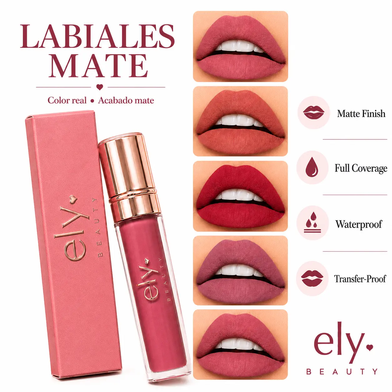 ely Bloom Beauty Matte Liquid Lipstik-long - Lashing, Full Coverage