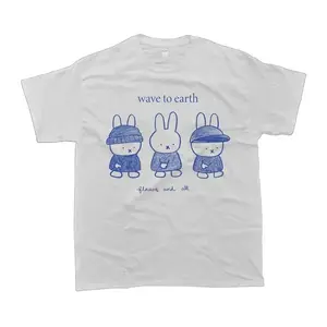 Unisex Wave To Earth Miffy T-Shirt, Cute Soft Fabric, Casual Crew Neck Short Sleeve Top