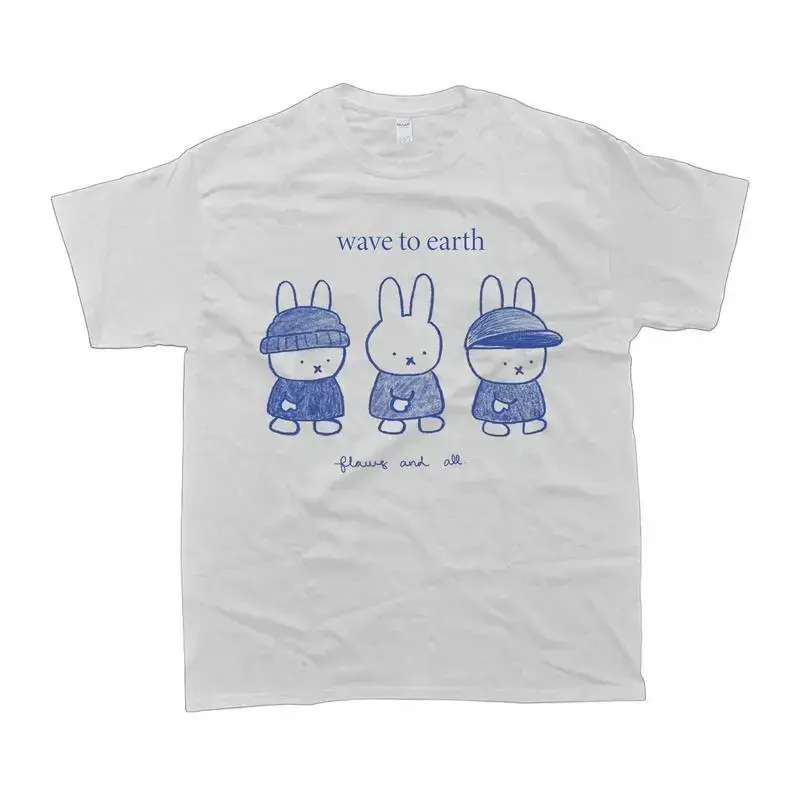 Women's Unisex Wave To Earth Miffy Round Neck Short-Sleeve T-Shirt, Cute Soft Fabric Casual Top, Shortsleeve, Cute Casual Tops, Ca Prop 65: Repro. Chems:no, All Seasons, Casual Cut