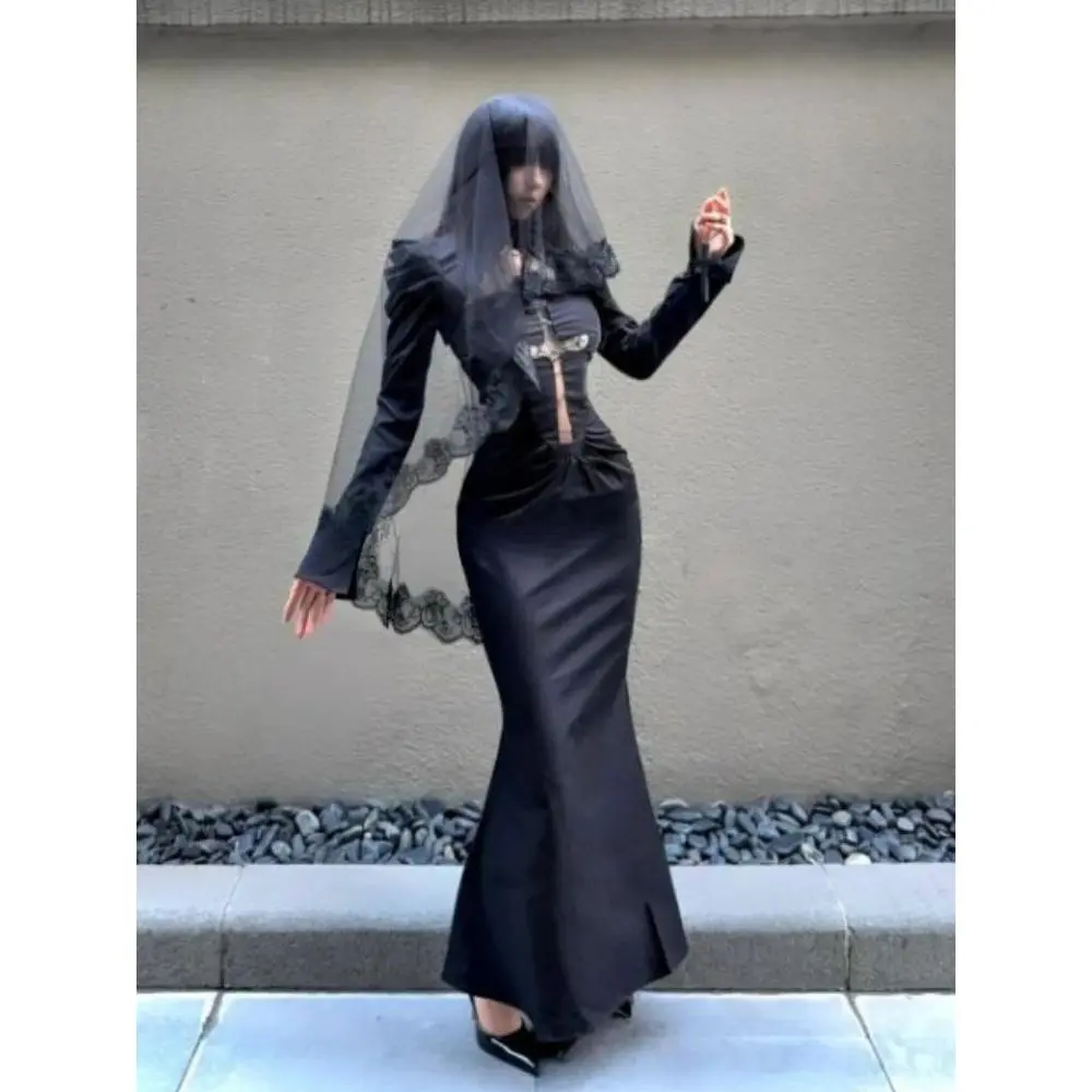 Spring Babes Subculture Sexy Dress Set Women Gothic Y2k Cut Out