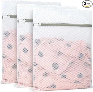 Polyester Mesh Laundry Bags for Delicates, 3-Pack Durable Diamond Mesh Wash Bags (12x16 in) – Protect Lingerie & Hosiery in Washing Machine