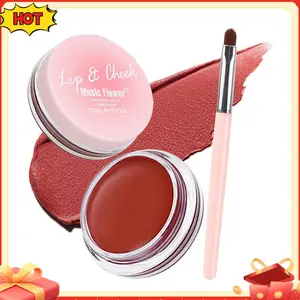 Face Blush Long Wearing Blendable Color - Vegan Versatile Use for Cheeks & Lips Moisturizing Formula Waterproof Natural Makeup Matte Brush