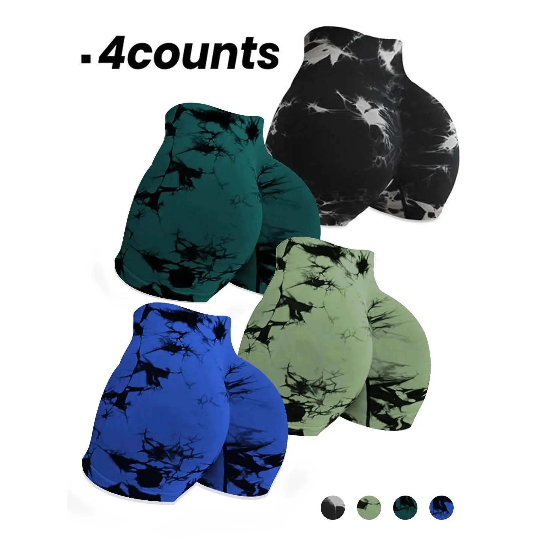 Women's High Waist Tie Dye Yoga Shorts, Elastic High Waist Butt Lifting Sport Pants, Seamless Slim Fit for Yoga and Running Women's High Waist Tie Dye Yoga Shorts, Elastic High Waist Butt Lifting Sport Pants, Seamless Slim Fit for Yoga and Running