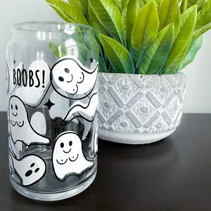 BOO Ghost Beer Can Glass