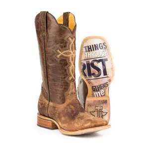 Men's Tin Haul "Philippians 4:13" Western Square Toe Boot