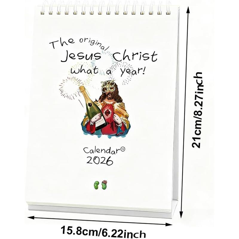 2026 Jesus Christ Desk Calendar,1/2PCS Inspirational Jesus Paintings, Jesus Christ WHAT A YEAR Calendar 2026, Suitable for Office and Living Room