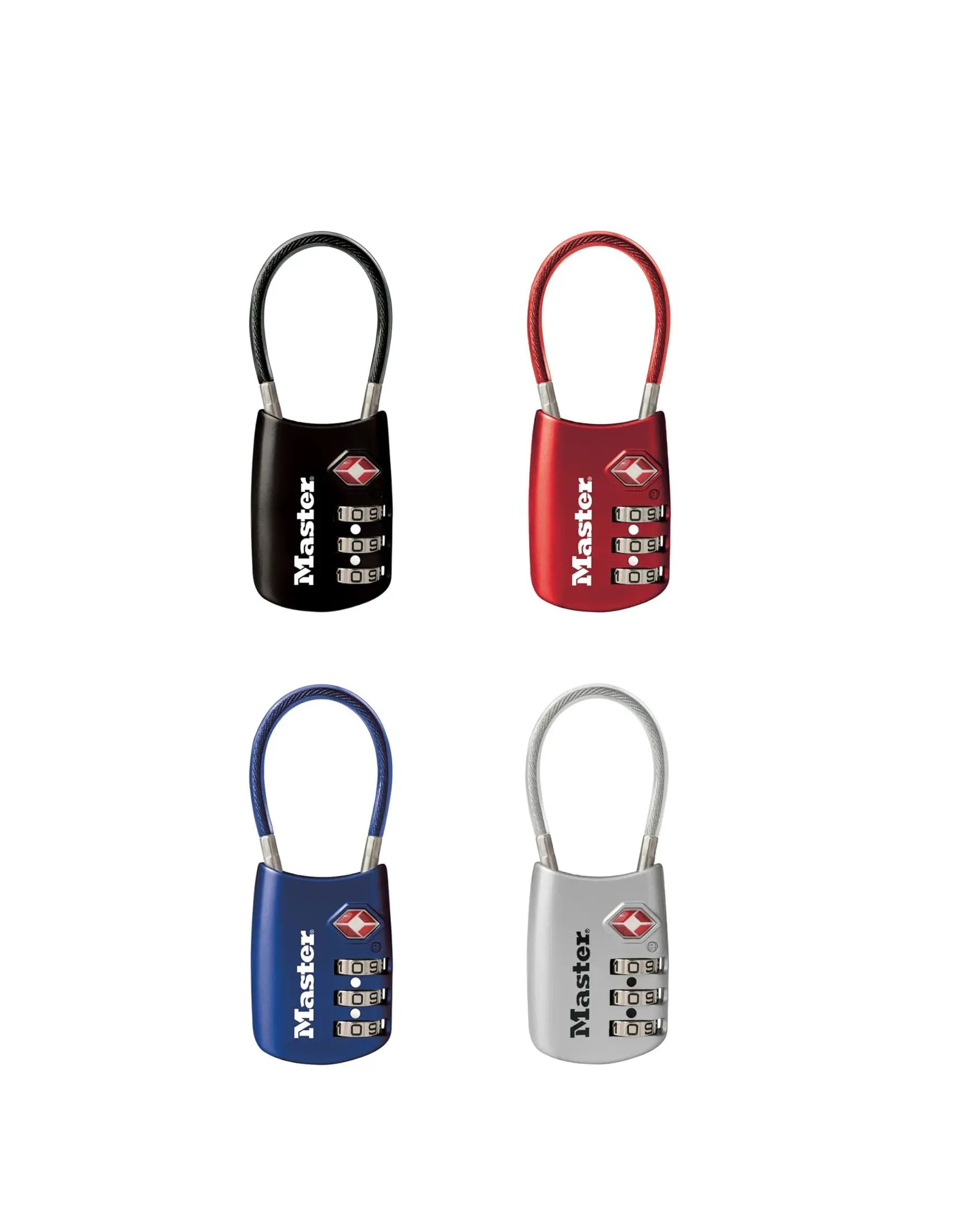 Master Lock Set Your Own Combination TSA Approved Luggage Lock, Travel Zipper Padlock is Perfect for Suitcases, Bags, or Backpacks, 4 Pack, Color May Vary, 4688EC4
