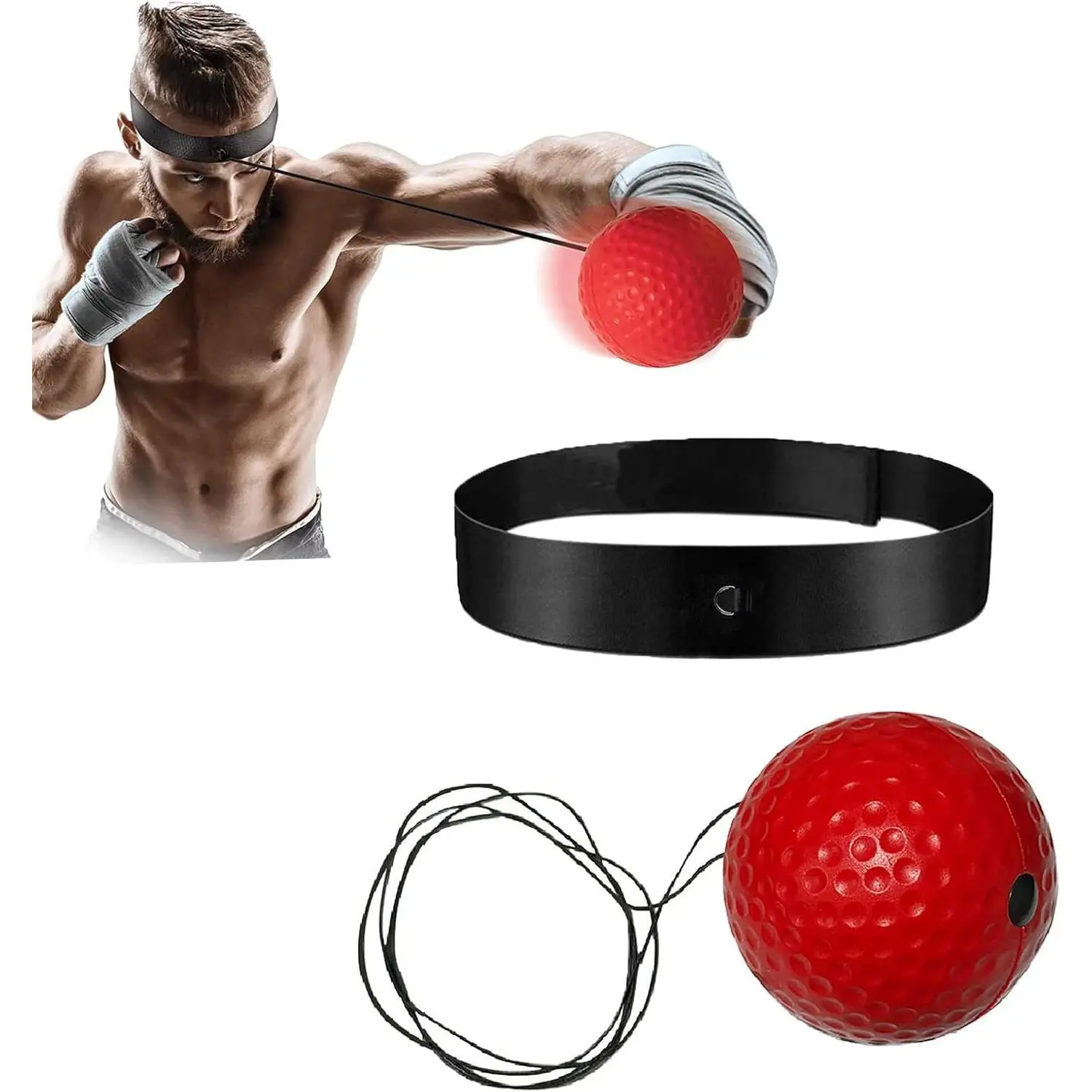 Portable Boxing Training Set - 1PC Lightweight Soft Reflex Ball with Headband Strap, No Gloves Required, Boxer Speed Trainer for Hand-Eye Coordination, Beginners, Great for Beach Workouts, Burns Calories, Portable Training