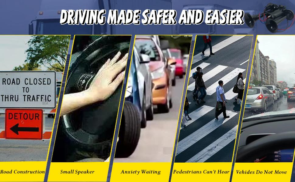 12V 600DB Air Horn Dual Trumpets, Super Loud Truck Train Horns Kit with Air Compressor for 12V SUV Motorcycle Trucks Pickup Lorries Trains Cars Boatsblack