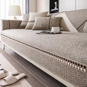 Luxury Cotton-Like Sofa Cover, Anti-Slip Single Piece, All-Season Dust Protection, Durable Furniture Decor for Living Room & Bedroom