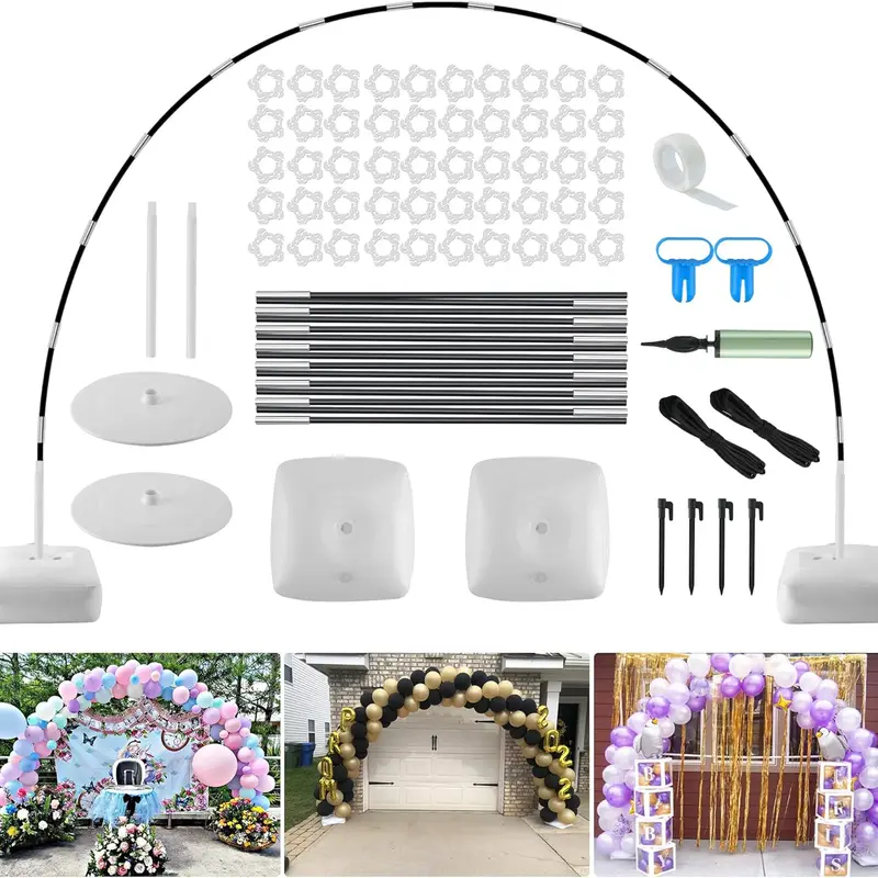 Balloons Arch Kit - 9ft Tall x 10ft Wide Sturdy Plastic Adjustable Frame with Base, All-in-1 Backdrop Stand Kit for Wedding, Baby Shower (Saves Extra Shopping)