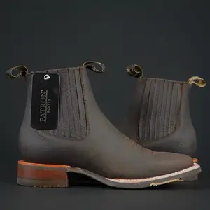 200 Rhino Choco Western Patron Boots for Men, Made in Mexico easy to put on