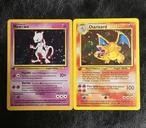 High Quality 1st Edition Mewtwo Charizard Custom Handmade 2 Card With Pro Case Plus