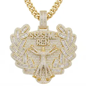 pendant necklace, S925 silver hip hop jewelry, luxury bling pendant, anti-allergic necklace, street style jewelry, men's diamond pendant