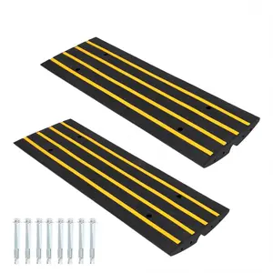 48" Rubber Curb Ramp – Heavy Duty Low-Profile Driveway Ramp with Drainage Channels for Smooth Access