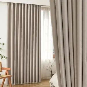 Double-Sided Linen Curtains, Light Blocking Drapes for Living Room & Bedroom, Farmhouse Style, Luxury Custom Home Decor Panels, Heavy Curtain
