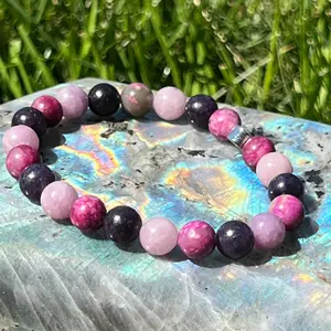 Lepidolite and Sugilite Crystal Bracelet
