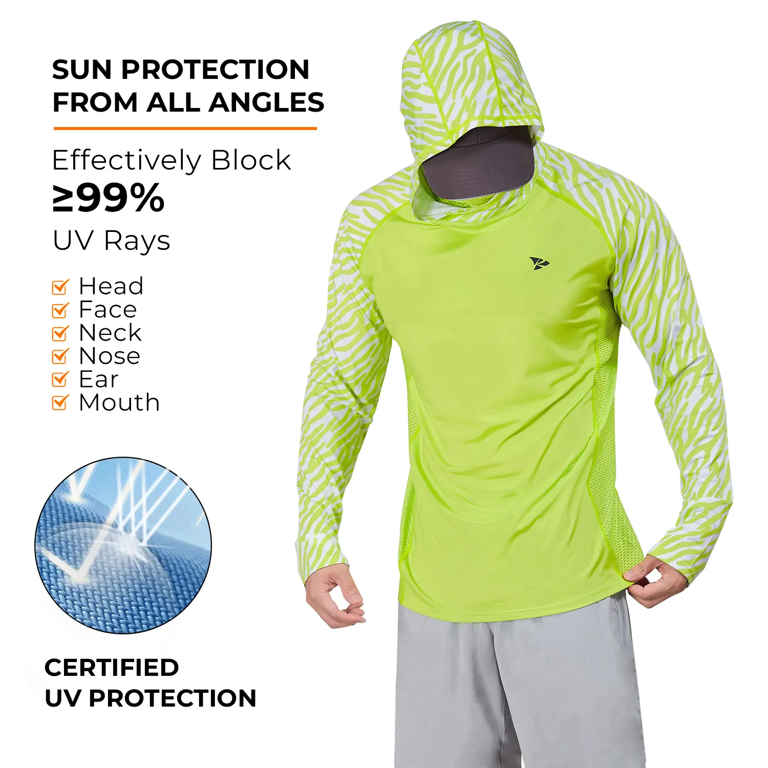 RODEEL 915 Sun Hoodie Shirts w/ Mask Neck Gaiter Men UPF 50+ UV Protection Long Sleeve Lightweight Quick Dry Moisture Wicking Breathable Cooling Activewear for Outdoor Sport Gym Fishing Roofing Landscaping Construction Gardening, Holiday Gift RODEEL 915 Sun Hoodie Shirts w/ Mask Neck Gaiter Men UPF 50+ UV Protection Long Sleeve Lightweight Quick Dry Moisture Wicking Breathable Cooling Activewear for Outdoor Sport Gym Fishing Roofing Landscaping Construction Gardening, Holiday Gift