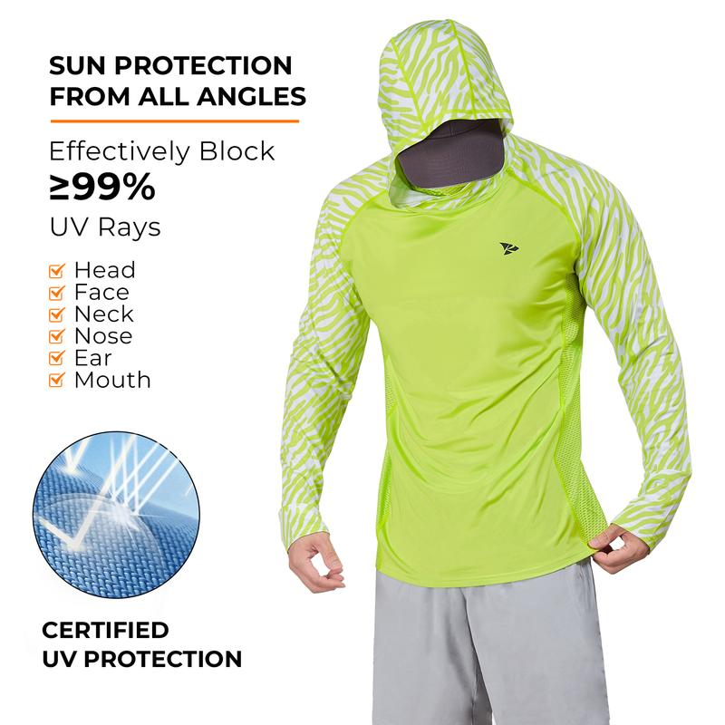 RODEEL 915 Sun Hoodie Shirts w/ Mask Neck Gaiter Men UPF 50+ UV Protection Long Sleeve Lightweight Quick Dry Moisture Wicking Breathable Cooling Activewear for Outdoor Sport Gym Fishing Roofing Landscaping Construction Gardening, Holiday Gift RODEEL 915 Sun Hoodie Shirts w/ Mask Neck Gaiter Men UPF 50+ UV Protection Long Sleeve Lightweight Quick Dry Moisture Wicking Breathable Cooling Activewear for Outdoor Sport Gym Fishing Roofing Landscaping Construction Gardening, Holiday Gift